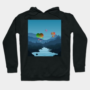 Steampunk Balloon Ship Sailing Over the Land Hoodie